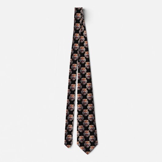 Tiger Head Pattern Design - Schwarz Krawatte (Rückseite)