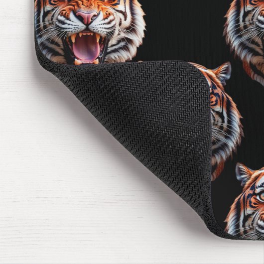 Tiger Head Pattern Design - Schwarz Mousepad (Ecke)