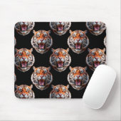 Tiger Head Pattern Design - Schwarz Mousepad (Mit Mouse)
