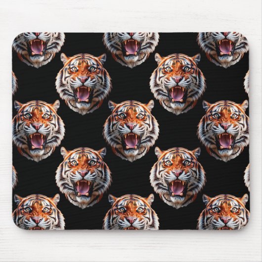 Tiger Head Pattern Design - Schwarz Mousepad (Vorne)