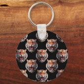 Tiger Head Pattern Design - Schwarz Schlüsselanhänger (Vorderseite)