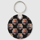 Tiger Head Pattern Design - Schwarz Schlüsselanhänger (Rückseite)
