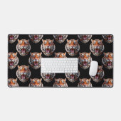 Tiger Head Pattern Design - Schwarz Schreibtischunterlage (Tastatur & Maus)