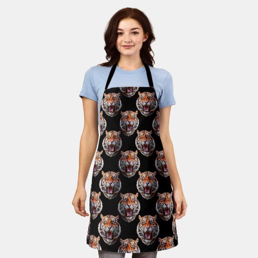 Tiger Head Pattern Design - Schwarz Schürze (Getragen)