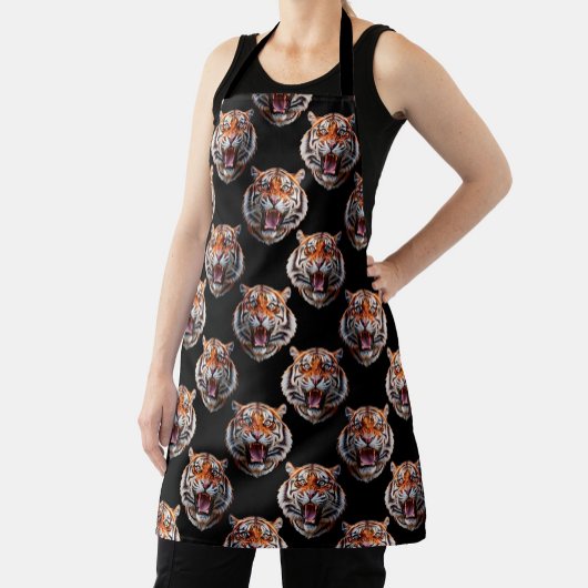 Tiger Head Pattern Design - Schwarz Schürze