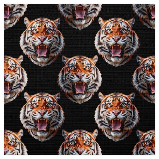 Tiger Head Pattern Design - Schwarz Stoff (Muster)