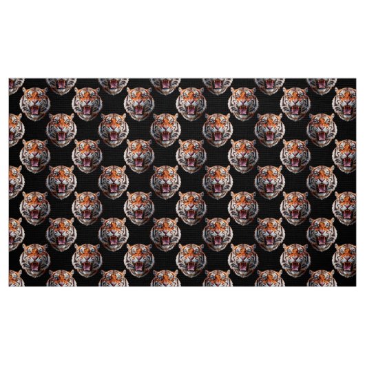 Tiger Head Pattern Design - Schwarz Stoff (Fat Quarter (45,7 x 55,9 cm))