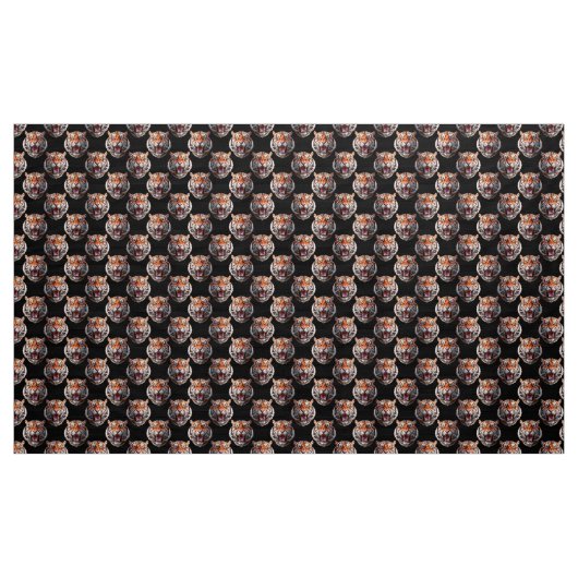 Tiger Head Pattern Design - Schwarz Stoff (Yard (91,4 cm))