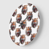 Tiger Head Pattern Design - White Große Wanduhr (Winkel)