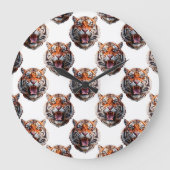 Tiger Head Pattern Design - White Große Wanduhr (Vorderseite)