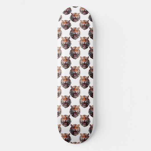 Tiger Head Pattern Design - White   Skateboard (Vorderseite)