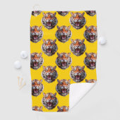Tiger Head Pattern Design Yellow  Golfhandtuch (Insitu)
