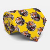 Tiger Head Pattern Design Yellow  Krawatte (Gerollt)