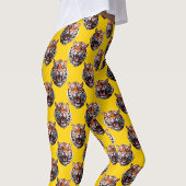 Tiger Head Pattern Design Yellow Leggings