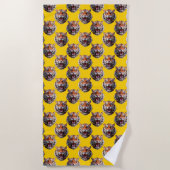 Tiger Head Pattern Design Yellow  Strandtuch (Vorderseite)