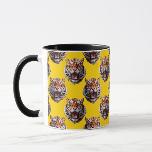 Tiger Head Pattern Design Yellow  Tasse (Links)