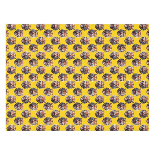 Tiger Head Pattern Design Yellow  Tischdecke (Vorderseite (Horizontal))