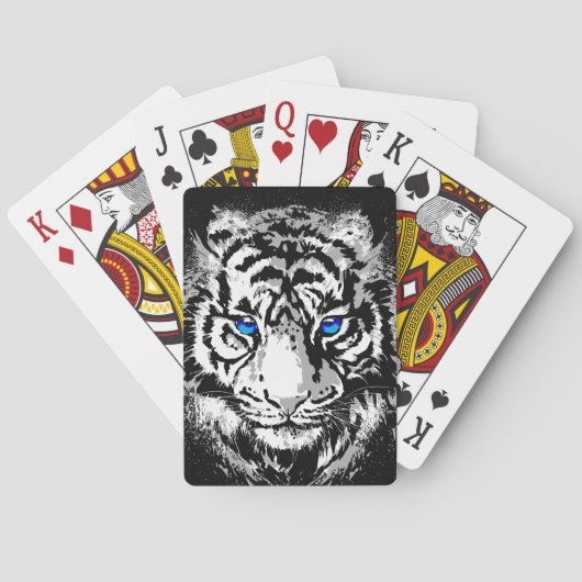 Tiger Head Playing Cards - White Tiger Face Spielkarten (Rückseite)
