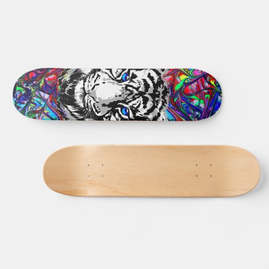 Tiger Head - Psychedelic Tiger Skateboard (Horizontal)