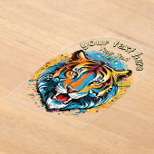 Tiger Head Rainbow colors paint stains Acryleinladungen (Ablage )
