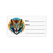 Tiger Head Rainbow colors paint stains Adressaufkleber (Vorne)