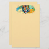 Tiger Head Rainbow colors paint stains Briefpapier (Vorne/Hinten)