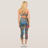 Tiger Head Rainbow colors paint stains Capri Leggings (Rückseite)
