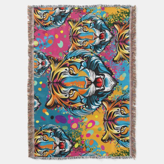 Tiger Head Rainbow colors paint stains Decke (Vorderseite Vertikal)