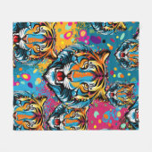 Tiger Head Rainbow colors paint stains Fleecedecke (Vorderseite (Horizontal))