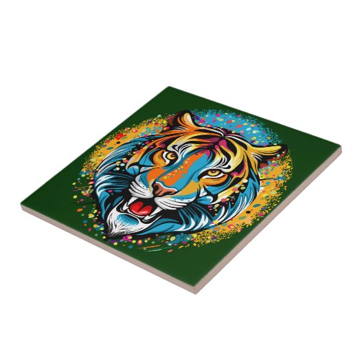 Tiger Head Rainbow colors paint stains Fliese (Seite)