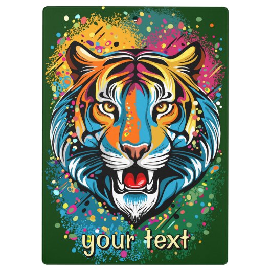 Tiger Head Rainbow colors paint stains Klemmbrett (Rückseite)