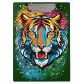 Tiger Head Rainbow colors paint stains Klemmbrett (Vorderseite)