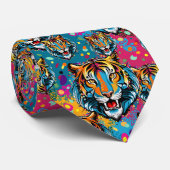 Tiger Head Rainbow colors paint stains Krawatte (Gerollt)