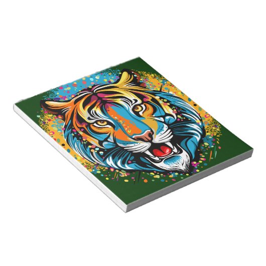 Tiger Head Rainbow colors paint stains Notizblock (angewinkelt)