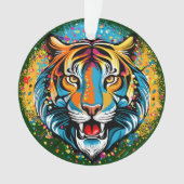 Tiger Head Rainbow colors paint stains Ornament (Vorderseite)