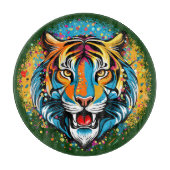 Tiger Head Rainbow colors paint stains Schneidebrett (Vorderseite)