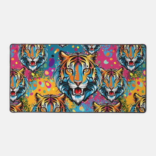 Tiger Head Rainbow colors paint stains Schreibtischunterlage (Vorderseite)