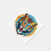 Tiger Head Rainbow colors paint stains Serviette (Ecke)