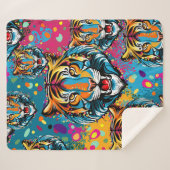 Tiger Head Rainbow colors paint stains Sherpadecke (Vorderseite (Horizontal))