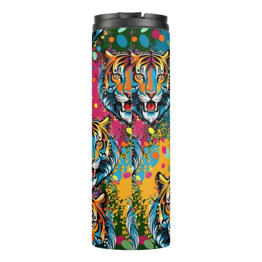 Tiger Head Rainbow colors paint stains Thermosbecher (Rückseite)