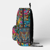 Tiger Head Regenbogen Farben Farbflecken Bedruckter Rucksack (Rechts)