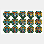 Tiger Head Regenbogen Farben Farbflecken Etiketten (Blatt)