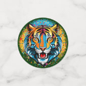 Tiger Head Regenbogen Farben Farbflecken Konfetti (Klein Vorderseite)