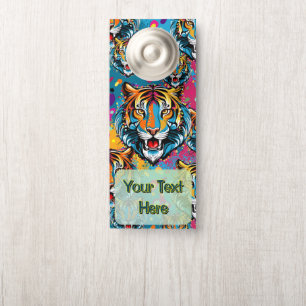 Tiger Head Regenbogen Farben Farbflecken Türanhänger