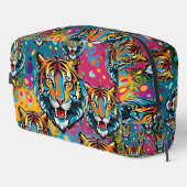 Tiger Head Regenbogen Farben Farbflecken Waschbeutel (Rechte Ecke)