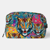 Tiger Head Regenbogen Farben Farbflecken Waschbeutel (Rückseite)
