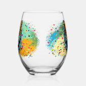 Tiger Head Regenbogen Farben Farbflecken Weinglas Ohne Stiel (Rechts)