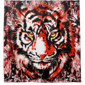 Tiger Head - Retro Red Tiger Duschvorhang (Vorderseite)