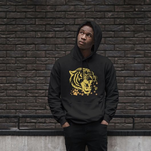Tiger Head Roar Cases Men Black Hoodie