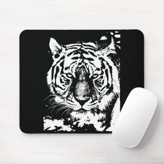 Tiger Head Schwarz-Weiß-Pop Art Template Mousepad (Mit Mouse)